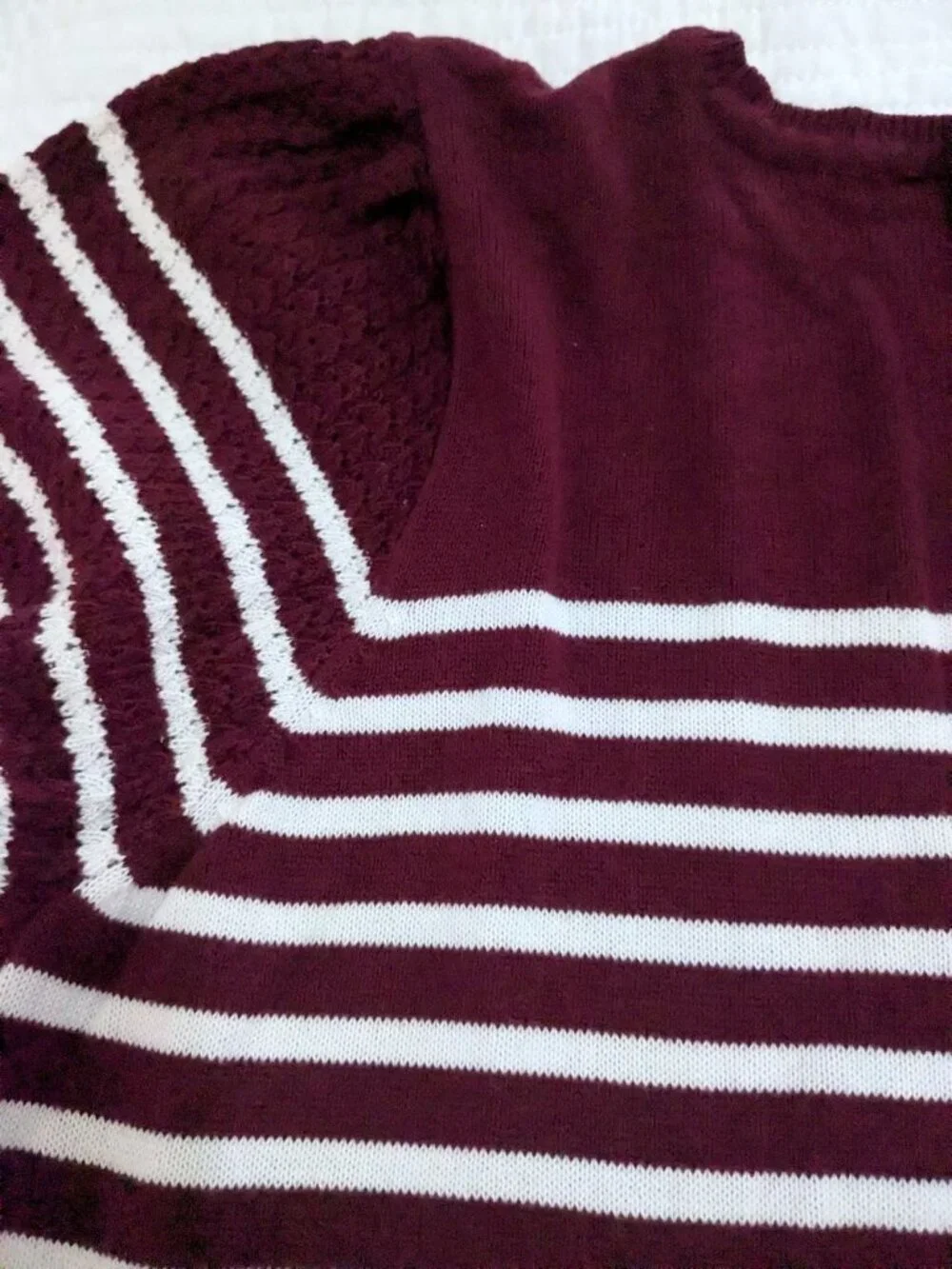 Liz Claiborne Y2K Retro Preppy Striped Puffed Short Sleeve Pullover  Sweater XL
